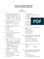 Openmat (XV) Entrance Test For Management Programmes 2004: Test I General Awareness