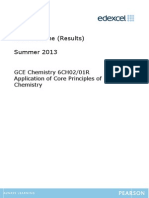 Mark Scheme (Results) Summer 2013: GCE Chemistry 6CH02/01R Application of Core Principles of Chemistry