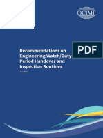 Recommendations On Engineering Watch Duty Period Handover and Inspection Routines