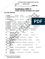 Vocabulary TEST 3: Choose The Correct Answer For Each of The Words