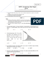 NMTC 2014 Screening Test Paper Junior 9-10