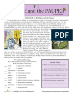 WORKSHEETeading Comprehension Prince Pauper Worksheet