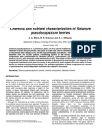 Chemical and Nutrient Characterization Of: Solanum Pseudocapsicum Berries