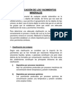 Clasificacion de Los Yacimientos Minerales