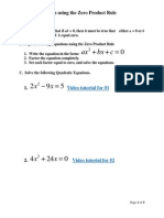 Solving Quadratic Equations Using Zero Product Rule Videos