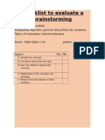 Checklist To Evaluate A Brainstorming