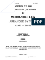 Bar Questions and Answers in Mercantile Law