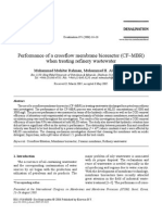 Performance of A Crossflow Membrane Bioreactor (CF-MBR) When Treating Refinery Wastewater