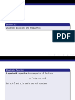 Section 3.3: Quadratic Equations and Inequalities