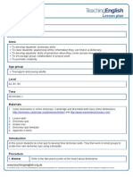 Lesson Plan Secondary Dictionary Skills