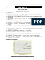 Chapter - 13: Quick Revision Notes Organisms and Population Important Terms