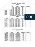 Tuition Class Timetable March