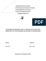 Acciones de Nulidad Total o Parcial de Actos Con Rango de Ley Por Razones de Inconstitucionalidad