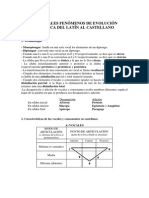 Principales Fenómenos de Evolución Fonética Del Latín Al Castellano