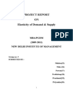 Project Report ON Elasticity of Demand & Supply: Mba/Pgdm (2009-2011) New Delhi Institute of Management