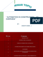 " Automation in Construction - An Overview ": BY: Ananth Baba - J