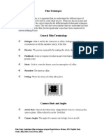 Film Techniques: Film Study Guidelines (Film Techniques Adapted From Rebecca Mahon, HSC English Study