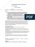 Course Description Polymer Processing