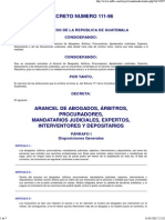 Arancel de Abogados, Árbitros, Procuradores, Mandatarios Judiciales, Expertos, Interventores, Decreto 111-96 PDF