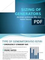 Sizing of Generators: Abraham Jyothimon, MSC, B.E Senior Electrical Engineer B.K Gulf