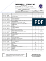 Date Sheet For B.A/B.Sc/Bth/B.Sc Nursing Part-I & Ii Regular, Late College Students & Private Candidates Annual Examination, 2011