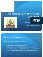 An Introduction To Critical Appraisal: Laura Wilkes Trust Librarian West Suffolk Foundation Trust Laura - Wilkes@wsh - Nhs.uk