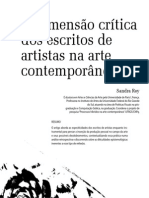 A Dimensão Critica Dos Escritos de Artistas Na Arte Contemporânea