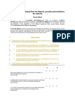 Test de Personalidad T de Allport, Prueba Psicométrica de Valores