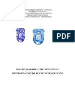 Solubilidad Del Ácido Benzóico y Determinación de Entalpía de Solución.