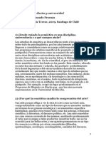 Semiótica, Arte, Diseño y Universidad. Entrevista A Fernando Fraenza Universidad Finis Terrae, 2009, Santiago de Chile