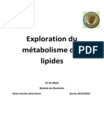 3-Exploration Du Métabolisme Des Lipides 2013