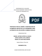 Propuesta para El Diseño y Construcción de Pavimentos Unicapa de Alto Desempeño Como Alternativa de Aplicación A Caminos Rurales