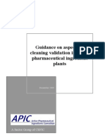 Guidance On Aspects of Cleaning Validation in Active Pharmaceutical Ingredient Plants PDF