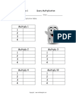 Multiply 1 1 2 3 4: Grade 1 Scary Multiplication