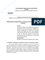 Criminalização Da Mendicância e A Realidade Da População de Rua No Brasil