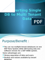 HANA Migrating Single DB To Multi Tenant Database