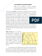 Factores Que Modifican La Actividad Enzimática