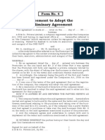 Agreement To Adopt The Preliminary Agreement: Form No. 4