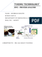 Manufacturing Technology: Tig Welding - Process Analysis