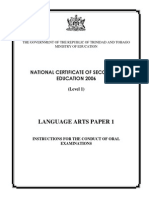 NCSE 2006 Language Arts Paper 1 Teachers Guide