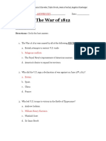 The War of 1812 - Assessment Answers