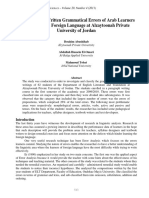 An Analysis of Written Grammatical Errors of Arab Learners of English As A Foreign Language at Alzaytoonah Private University of Jordan 3