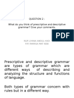 What Do You Think of Prescriptive and Descriptive Grammar? Give Your Comments