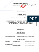 Ressources Et Essai de Gestion Intégrée Des Eaux Du Bassin D'el Malabiod W. de Tébessa, Nord-Est Algérien