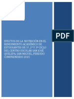 Efectos de La Nutrición en El Rendimiento Academico de Los Estudiantes.