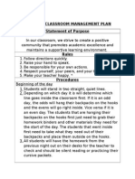 Classroom Management Plan