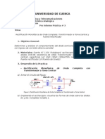 Practica # 2 - Rectificador Monofasico de Onda Completa - Toma Central y Con Puente Rectificador