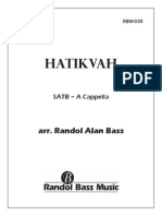 RBM 030 Hatikvah SATB Choral Score