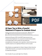 60 Super Tips To Write Statement of Purpose For Graduate School