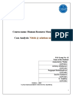 Course Name: Human Resource Management Case Analysis:: Nitish at Solutions Unlimited